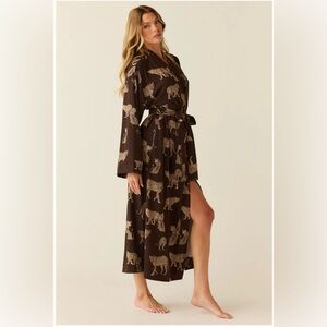 NWOT Mason Grey Los Angeles - Kaia Cloud Jersey Kimono Robe in Savanna